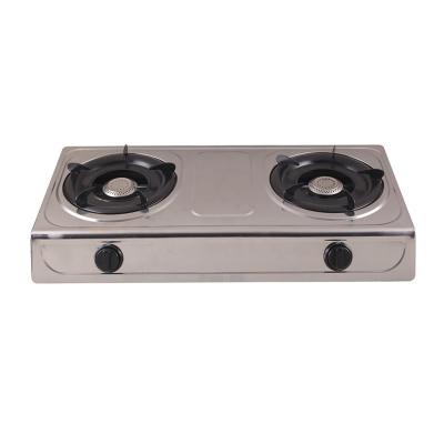 China Hotel New Article Double Burner Steel Gas Stove for sale