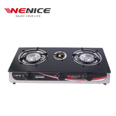 China Household 3 Burners Industrial Gas Stove Gas Cooker Glass Top Gas Stove for sale