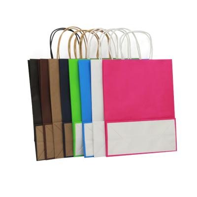 China 2022 Wholesale Recyclable Kraft Paper Bag With Your Own Logo Luxury Gift Paper Shopping Suitcases Packaging With Handle For Clothing for sale