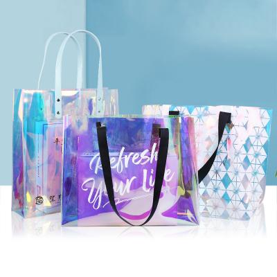 China 2022 Wholesale Designer Luxury Custom Holographic Shopping Bag Fashion Women Handled Tote Bags Handbag for sale