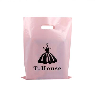 China Recyclable Custom Printed Logo Design Ldpe /Hdpe Handle Plastic Bag Die Cut Shopping Bag For Clothing / Shoe Packaging for sale