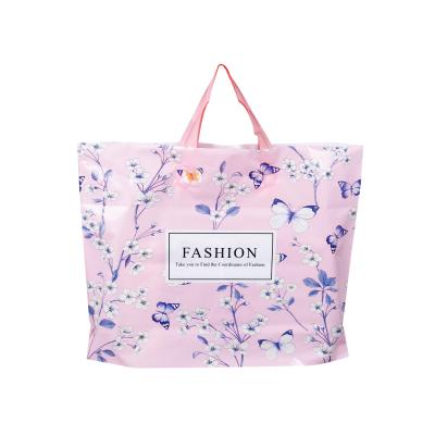 China 2022 Recyclable Promotional Plastic Buckle Handle Logo Printed Packaging Shopping Pe Tote Bag Custom With Soft for sale