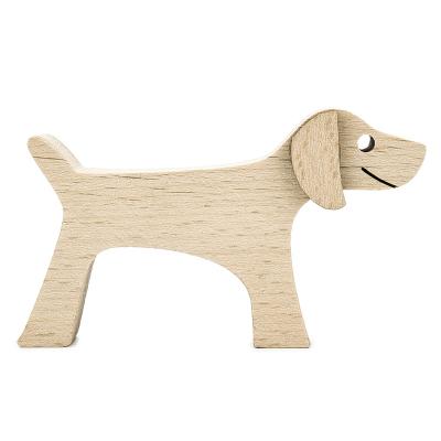 China Europe Factory Best Custom Table Ornament Christmas Decor Wooden Dog Figurine Crafts Diy Creative Wood for sale