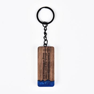 China Europe top selling custom wood accessories rectangular key chain decoration wooden key chain satchel for sale