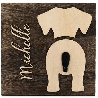 China Europe Coin Custom Home Festival Gift Personal Costume on Bedroom Living Room Dining Room Wooden Dog Personalized Leash Holder for sale