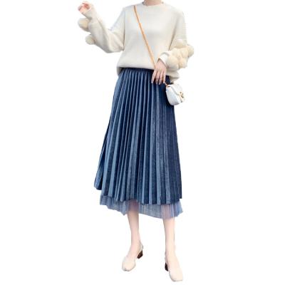 China Women plus size Yizhe clothing fashion dress plus size velvet pleated skirt girls skirts miyake pleated skirt for sale