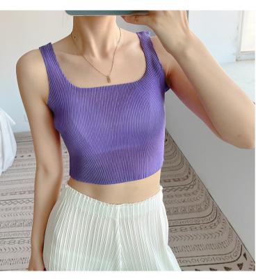 China Miyake Women's High Waist Wear Top Anti-Pilling Shorts Female Summer NOBLE Female Sexy Sleeveless Crop Top Pleats Tank Vest for sale