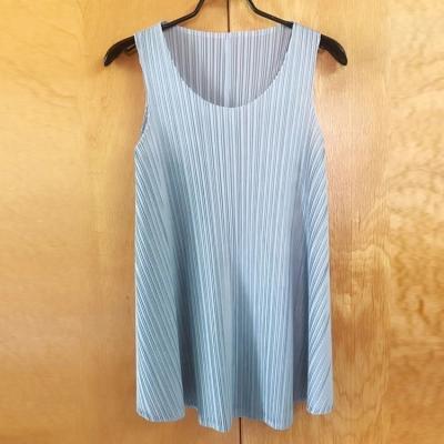 China Wholesale Women Anti-pilling Pleated Vest Girls Sleeveless Casual Blouse Pleated Ladies Tank Tops for sale