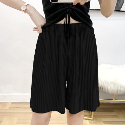 China NOBLE anti-pilling pleats high elastic waist fifth pants women's casual slim straight female bottoms short All-match for sale