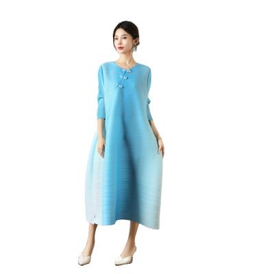 China Fashion Anti-Static Women Dress Wholesale Custom Made Chiffon Dress Ms. Party Casual Pleated Madame Issey Miyake Pleats Dresses Girl for sale