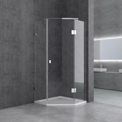 China Diamond Shaped With Aluminum Frame Modern 2 Fixed 1 8 Mm Open Tempered Glass Shower Enclosure for sale