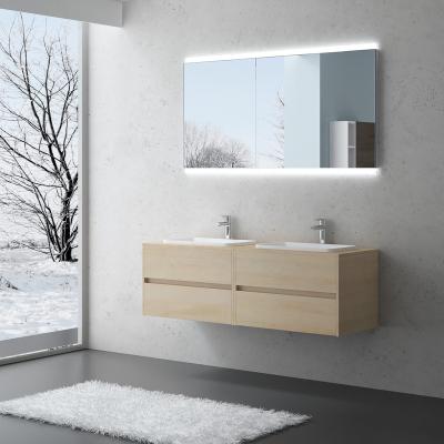 China America Environmental Friendly Hot Selling 72 Inch Oak Wood Double Sink Bathroom Vanity With Marble Top for sale