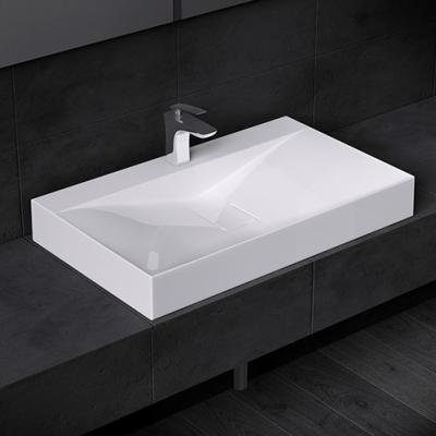 China Easy Clean Mineral Cast Shiny White Wall Hung Wash Basin Sink Bathroom for sale