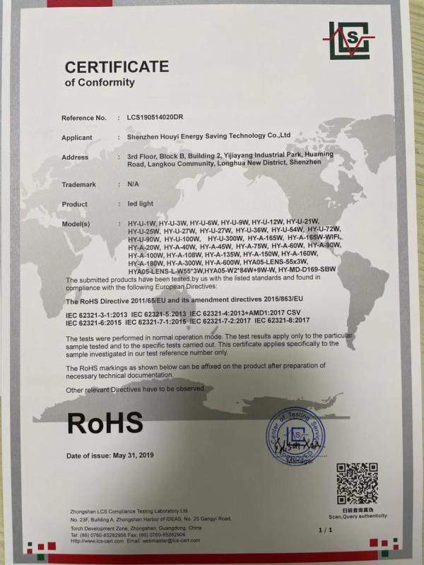 RoHS - Shenzhen Houyi Energy Saving Tech Co., Ltd.