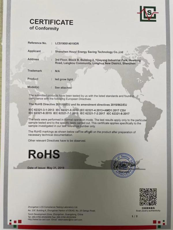 RoHS - Shenzhen Houyi Energy Saving Tech Co., Ltd.