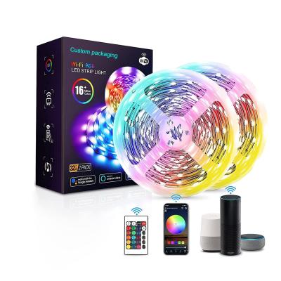 China Residential Night Light Lamp Backlight Decoration RGB 5050 Flexible Controller WIFI Strips Light LED String Lights For Bedroom for sale