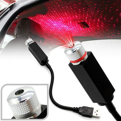 China Car Decoration Accessories Luminous USB Port High Starry Sky Projector Lens Led Light Neon Auto Atmosphere Lights Car Roof Star Ambient Light for sale