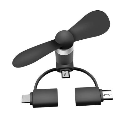 China Energy Saving 3 IN 1 Portable Mobile Phone Travel Mini Fan Cooling Cooler For Android Type-C Micro USB for sale