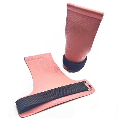 China Durable Fingerless Cowhide Leather Gym Hand Grips Weightlifting Gloves with Lifting Straps for Kettlebells, Dumbbell, Pull Up for sale