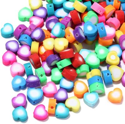 China Jewelry Making 100 Pcs 10mm Assorted Beads Heart Minimalist Heart Shaped Polymer Clay Beads For Jewelry Making for sale