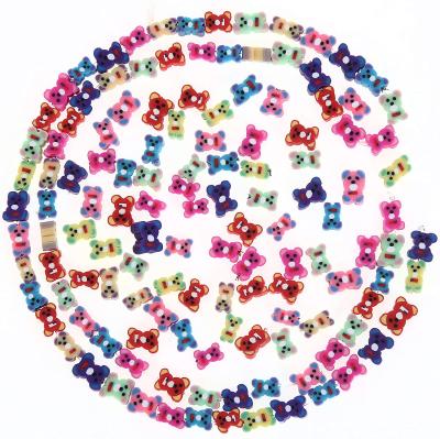 China Jewelry Making 100 Pcs 11mm Colorful Cute Bear Beads Handmade Animal Polymer Clay Beads For DIY Bracelet for sale