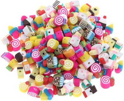 China Jewelry Making 100 Pcs 10mm Mixed Dessert Ice Cream Lollipop Candy Loose Spacer Clay Beads For DIY Craft for sale