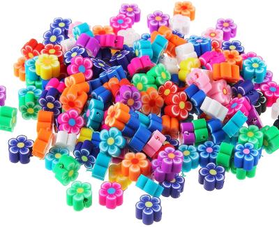 China Jewelry Making 120 Pcs 10mm Multi Colors Flower Shape Loose Polymer Clay Beads For Jewelry Crafts Making for sale