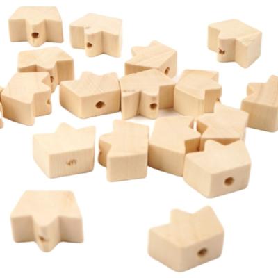 China Morden Natural Wooden Crown Beads Solid Wood Spacer Loose Beads Crown Shape For DIY Craft Jewelry Making for sale