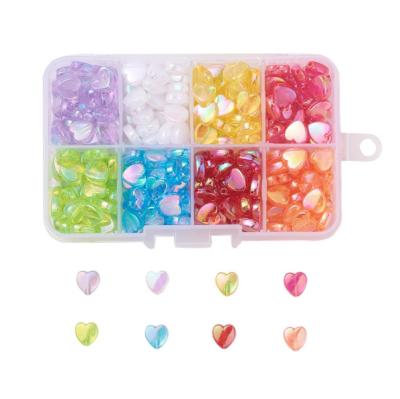 China Making Bracelets Wholesale 8 Colors Heart Shape Transparent Acrylic Beads Kit For Jewelry Making for sale