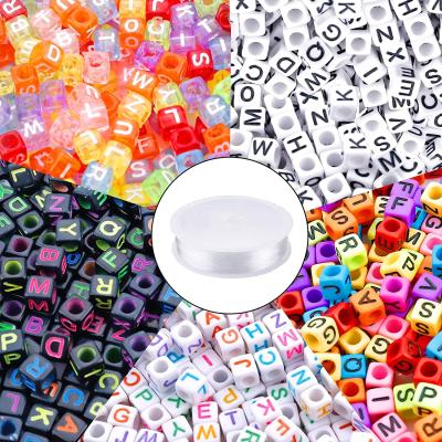 China Jewelry Necklace Bracelet Earring Making 1400 Pcs 6mm Mixed Acrylic Square Alphabet Bead Loose Beads Set For Jewelry Making for sale