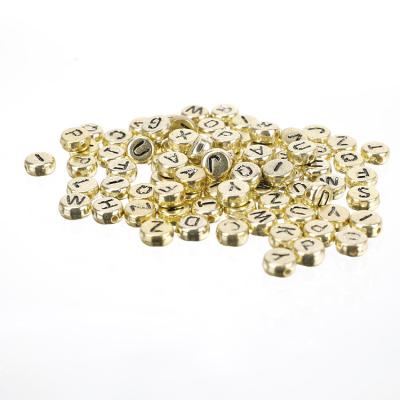 China Eco-friendly Wholesale Acrylic Black Gold Numbers Metal Letter Beads For Bracelets Necklaces for sale