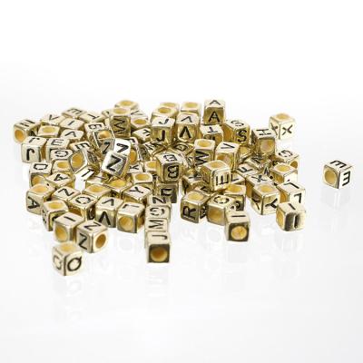 China Eco-friendly 800Pcs A-Z Gold Letter Beads Acrylic Cube Metal Letter Beads For DIY Bracelets for sale