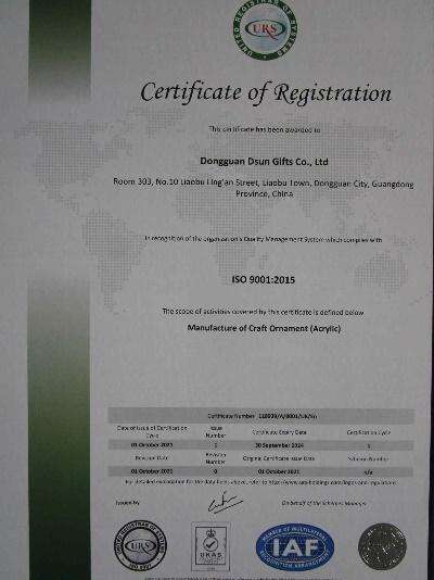 ISO9001 - Dongguan Dsun Gifts Co., Ltd.
