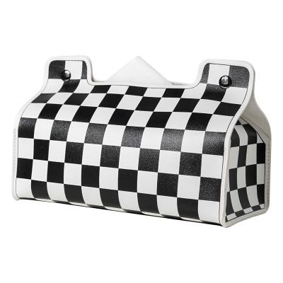 China Minimalist Tissue Box Tissue Box Holder Cover Custom Car Tissue Hanging Bag black and white pattern for sale