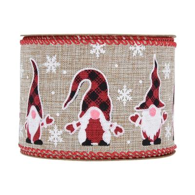 China Art Decor Christmas Ribbon Custom Checked Ribbon Burlap Ribbon With Cable Edge for sale