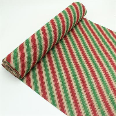 China Traditional Hot Sales Eco-friendly Stripe Printing Reusable Jute Fabric Decoration For Christmas New Year Home Party for sale