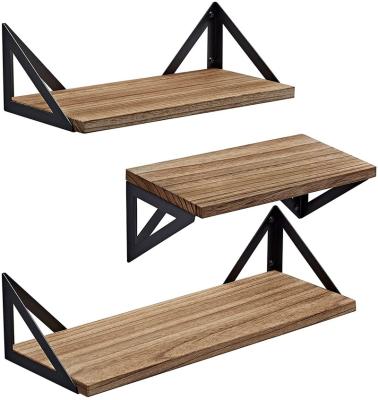 China Floating Storage Shelves Wall Mounted Set of 4, Rustic Wood Wall Shelves, Storage Shelves For Bedroom for sale