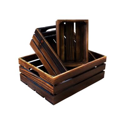 China Viable Wall Mounted Decorative Wooden Storage Box Fruit Wooden Crate Gift Crate Box for sale