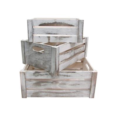 China Sustainable 3 Piece Custom White Set Made Decorative Old Wooden Box Rustic Wooden Crate For Sale for sale