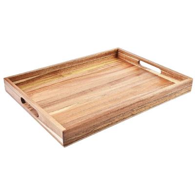 China Home appliance wholesale supplier cheap home decoration storage dinner plate wooden tray with handle for sale