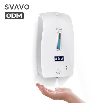 China Foam Soap Dispenser SVAVO Manufacturer 600Ml ABS DC Touchless Spray Soap Dispenser Thermometer For Office for sale