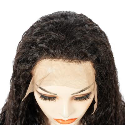 China 100% cheap wig, brazilian hair hd lace wigs, Aleesha raw virgin hair lace wigs natural black remy water wave wigs 13*6 for sale