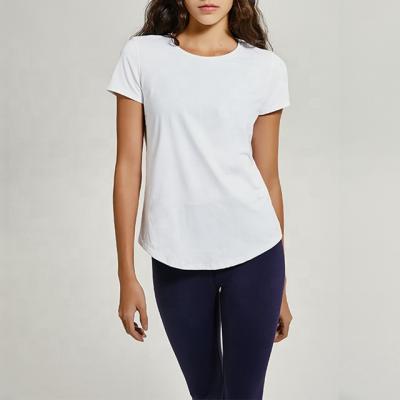 China Custom Made High Quality Breathable Pure Crop Cotton Logo And Printing Crew Neck Top T-Shirt For Women for sale