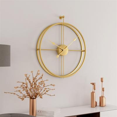 China Creative Hot Selling Round Iron Wall Clock Amazon Antique Style Home Living Room Simple Wall Clock Decoration Wall Clock for sale