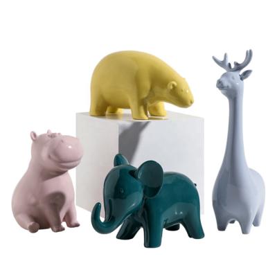 China Nordic Simple Animal Elephant Small Animal Ceramic Figurines Wholesale Environmentally Friendly Mini Figure Ceramic Figurines Ceramic for sale