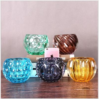 China New Rich Ins Crystal Glass Handicraft Uncommon Color Ball Candle Holder Home Decor Table Statues Modern Fashion for sale