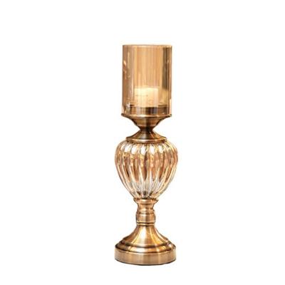 China European Crystal Glass TV Room Cabinet Porch Dining Room Decorative Bronze Candle Holder Candle Holder Living Home Decor Table Statues Retro for sale