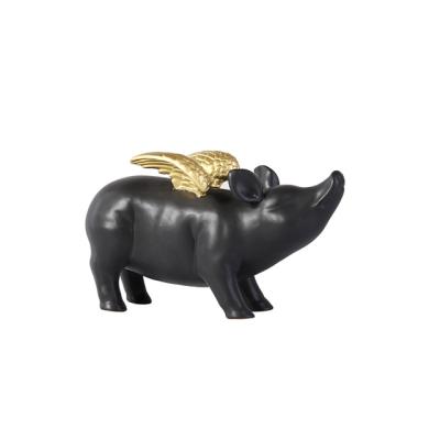 China Wholesale Environmentally Friendly Nordic Creative Ceramic Flying Pig Living Room Decoration Porch TV Cabinet Wine Cabinet Coffee Table Ornament Gift for sale