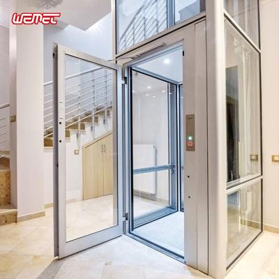 China Wemet Elevator Small Home Elevator Outside Indoor Home Elevator With Modern Glass Shaft And Low Noise for sale