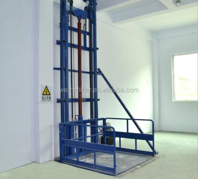 China Hotels Guide Rail 6m Warehouse Cargo Scissor Lift Electric Goods Lift for sale